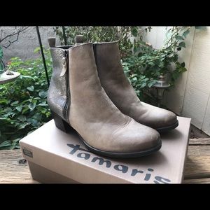 Taupe Genuine Leather Booties